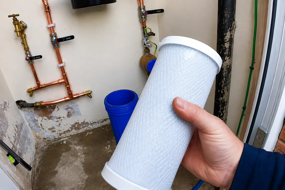 Replacing a cartridge in a whole-house water filter